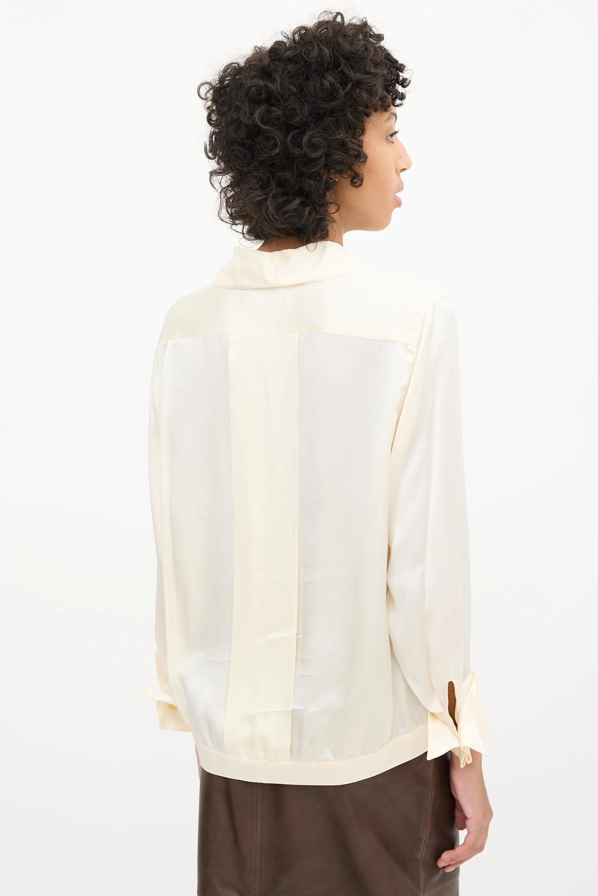 1980s Cream Silk Blouse