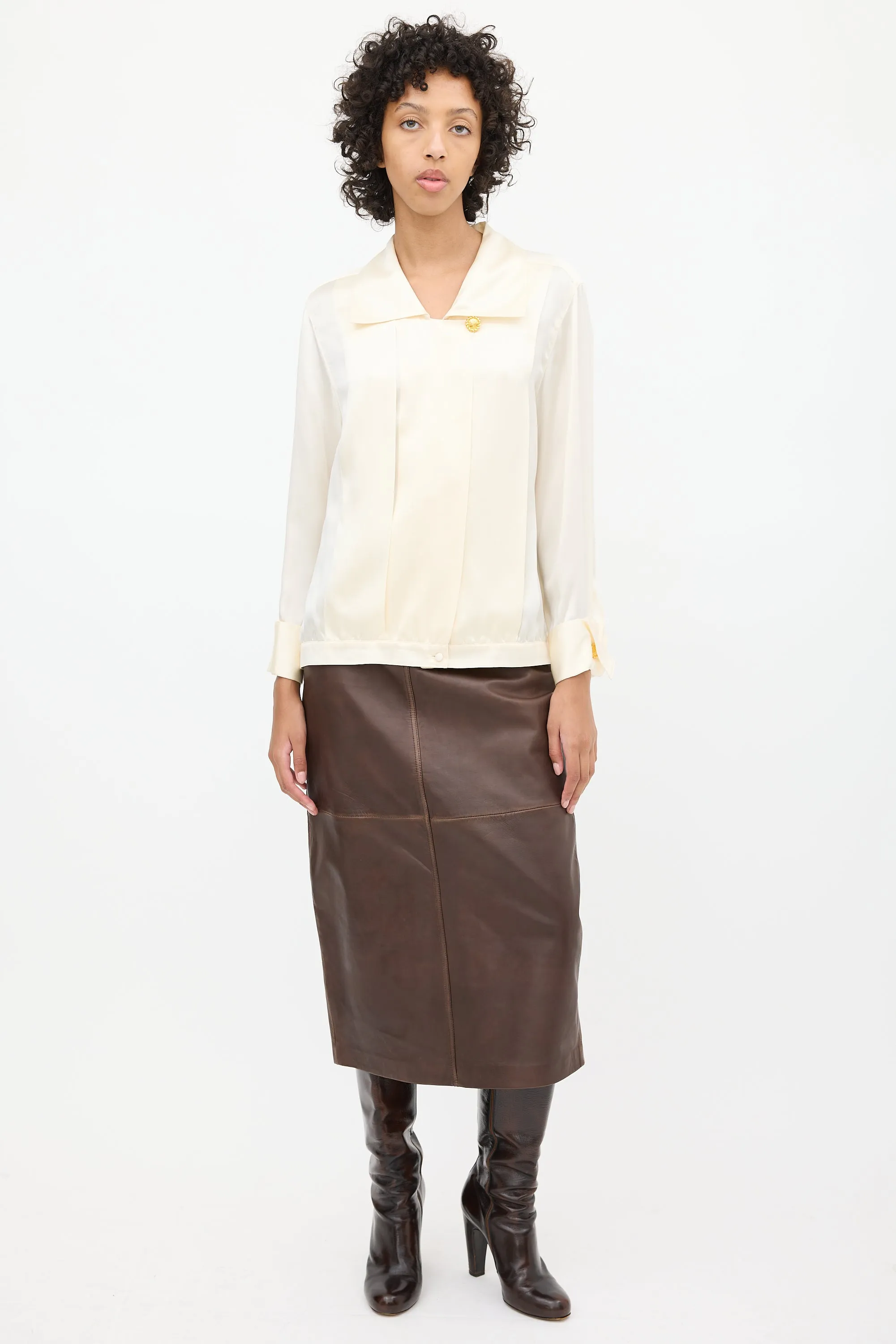 1980s Cream Silk Blouse