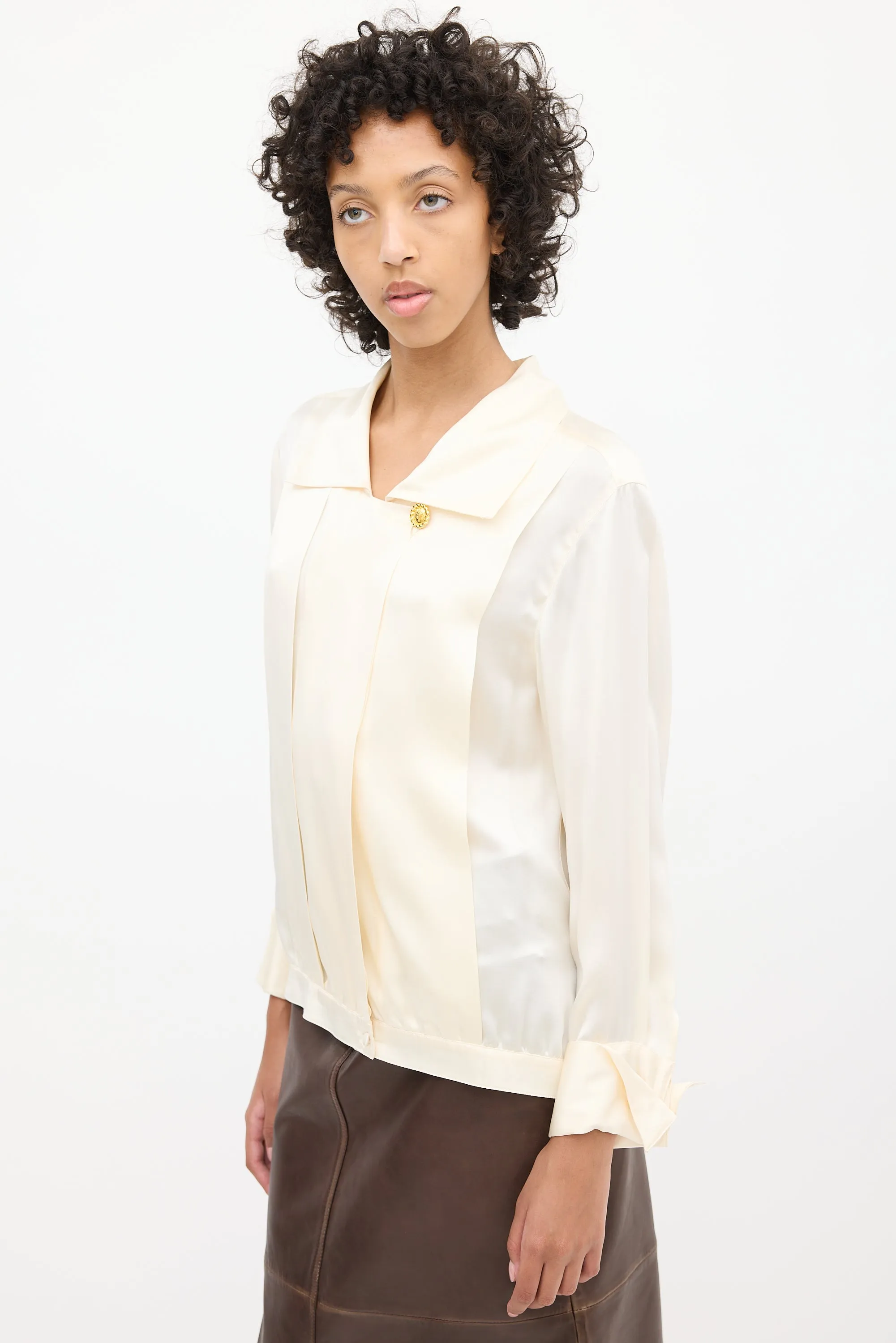 1980s Cream Silk Blouse