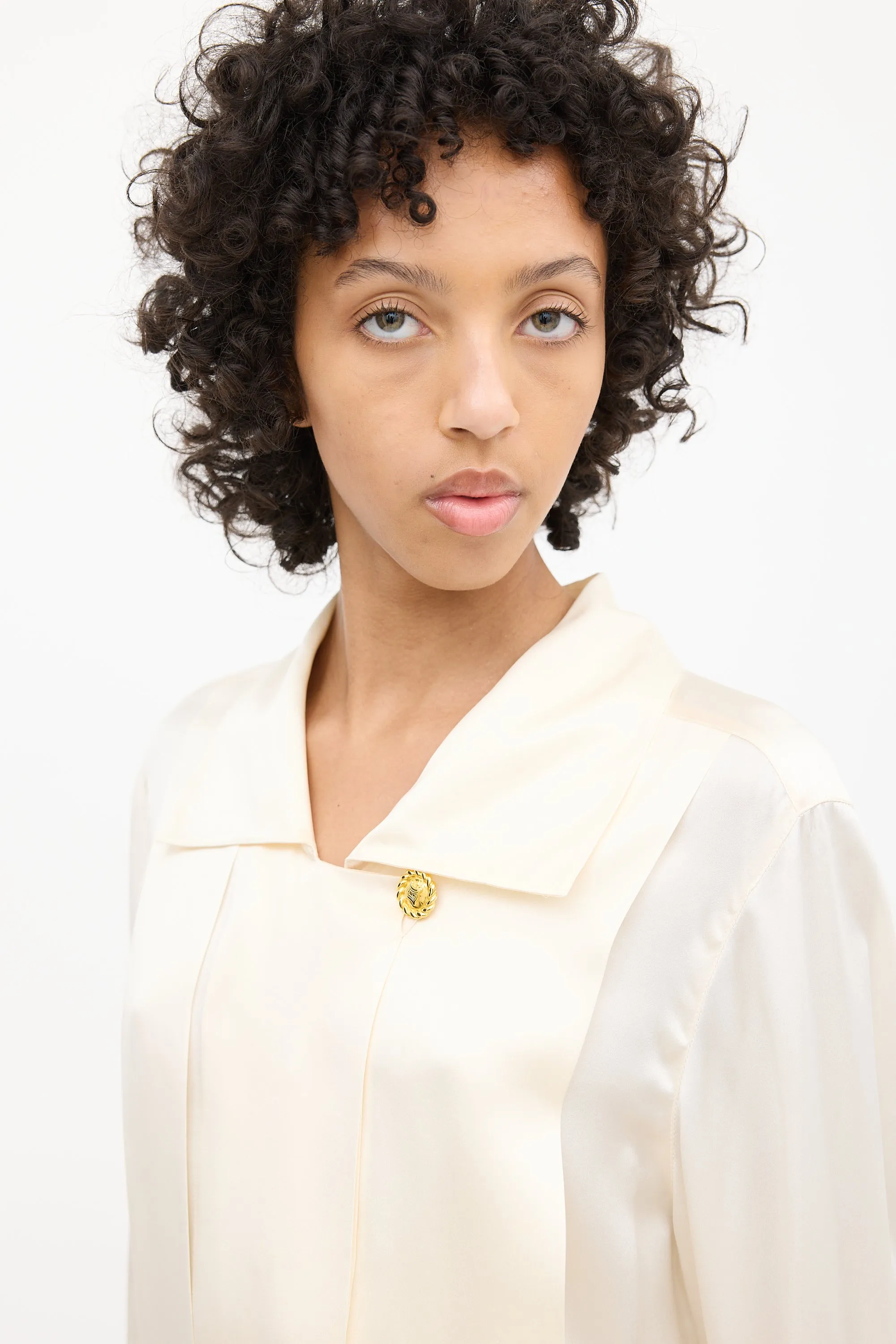 1980s Cream Silk Blouse