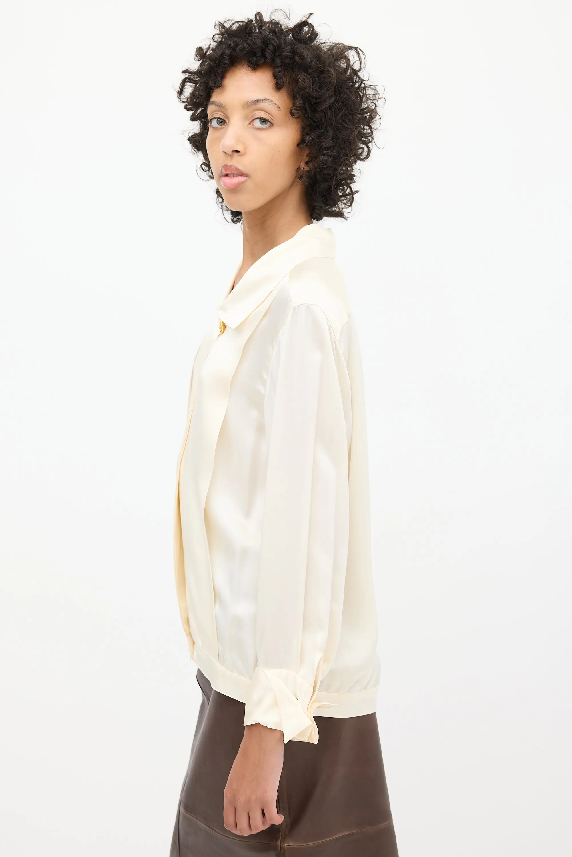 1980s Cream Silk Blouse