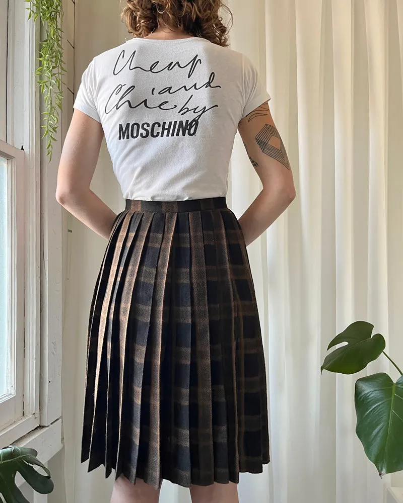 90s Celine Pleated Wool Skirt | S