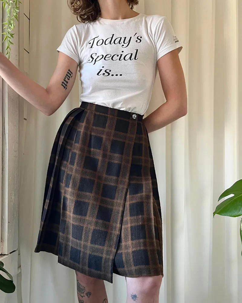 90s Celine Pleated Wool Skirt | S