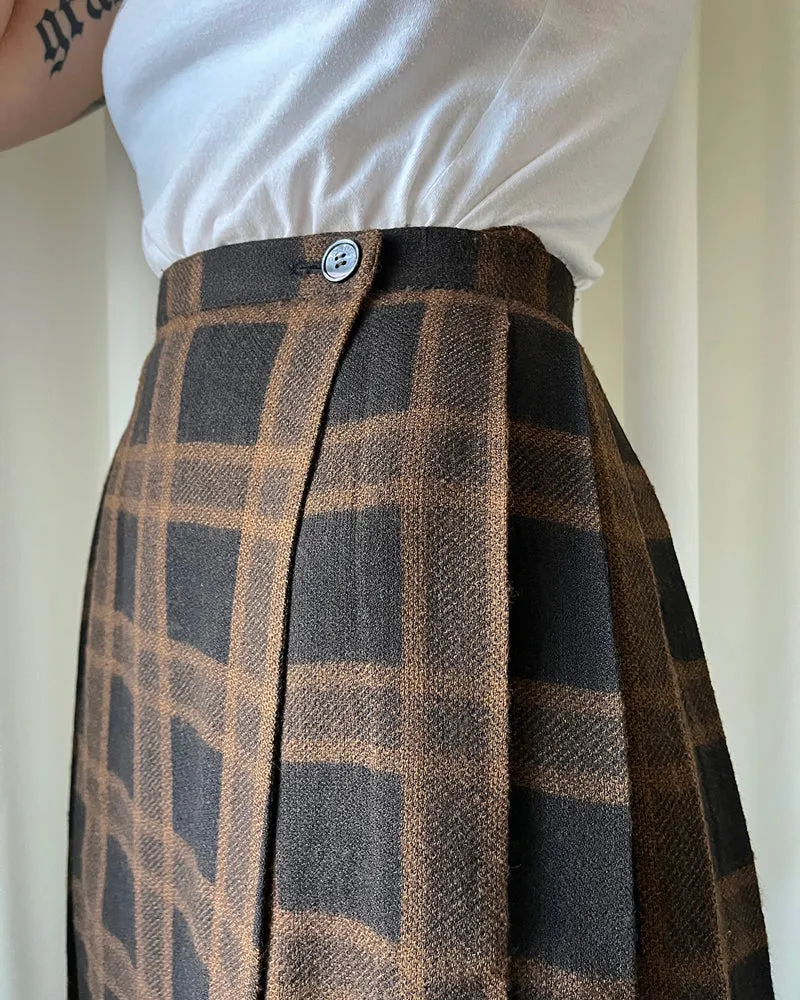 90s Celine Pleated Wool Skirt | S