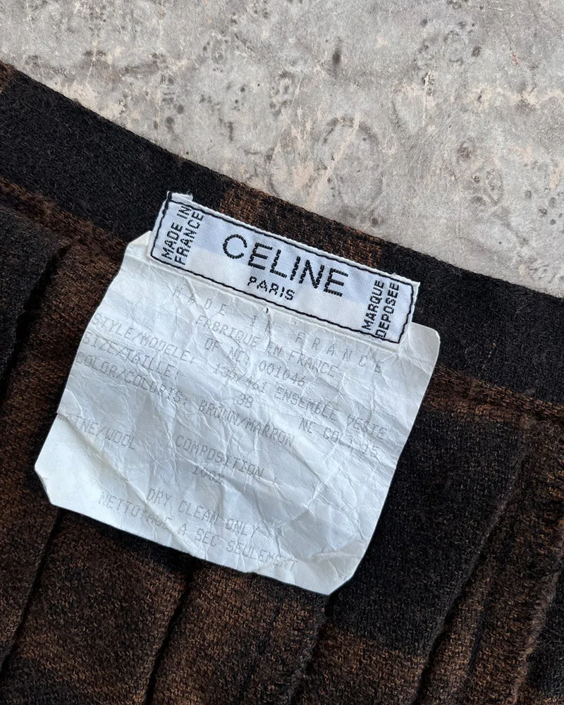 90s Celine Pleated Wool Skirt | S