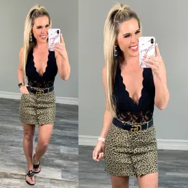 Animal Print Button Front Skirt