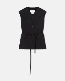 Astrid - Washed-Canvas Vest - Black