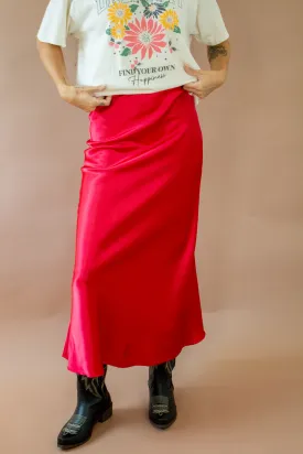 Bias Satin Skirt Red