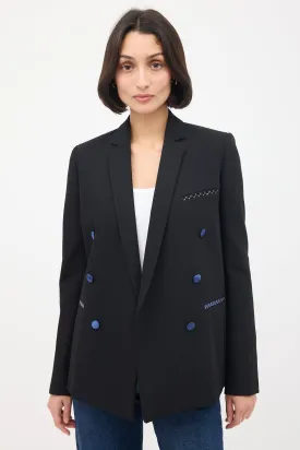 Black Wool & Silk Double Breasted Blazer