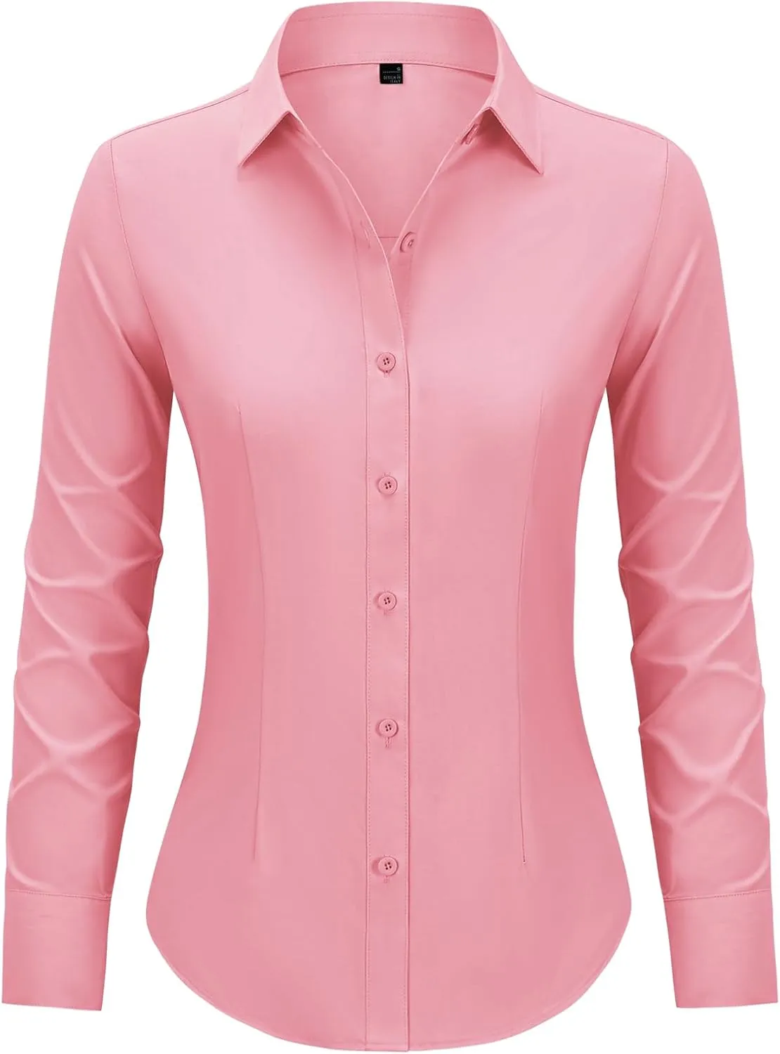 Button Down Shirts for Women Long Sleeve Dress Shirts Slim Fit Wrinkle Free Collared Blouse Work Office Blouse Tops