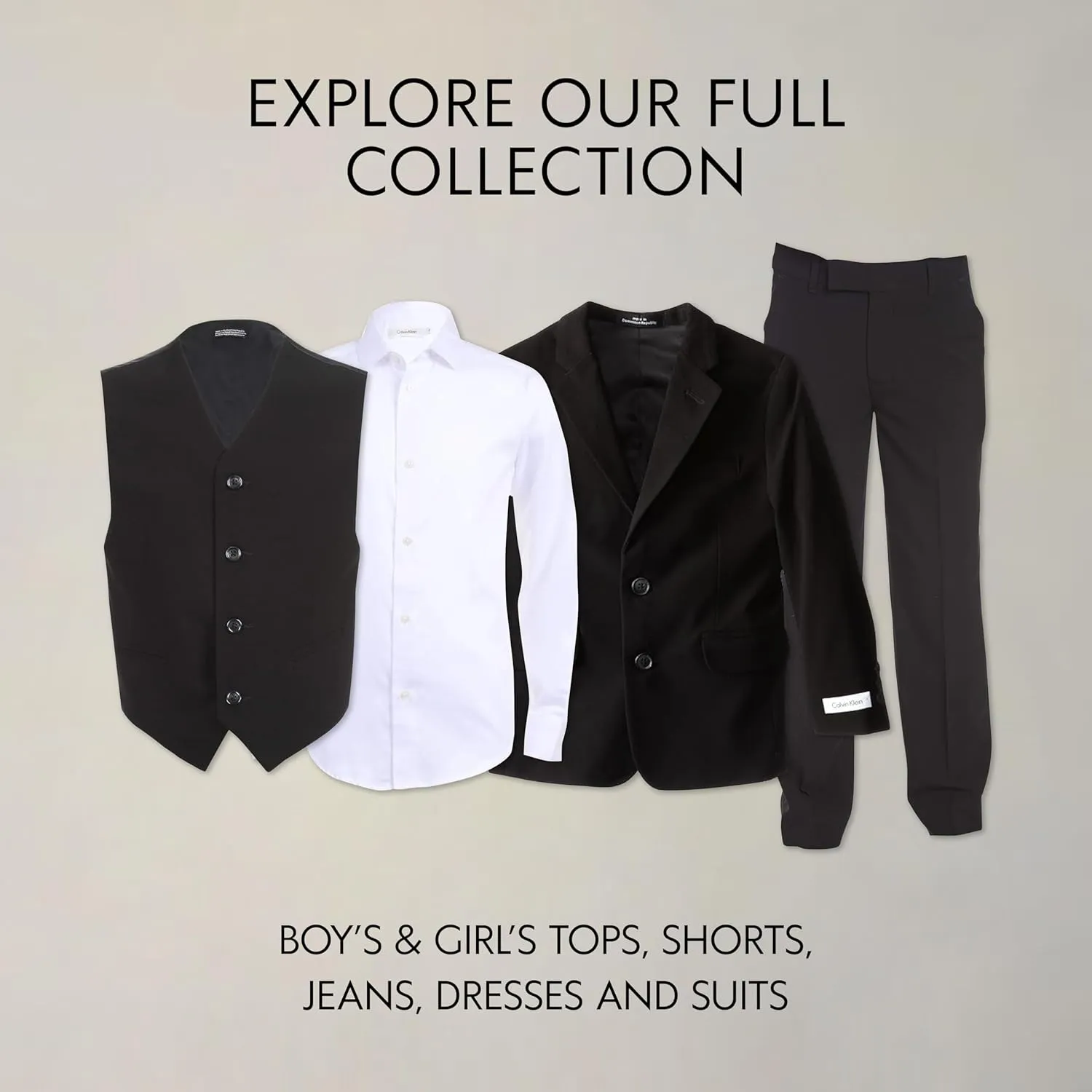 Calvin Klein Boys' Formal Suit Vest, Tailored Fit & Adjustable Back Strap, 4-button Single Breasted Closure & 2 Slit Pockets