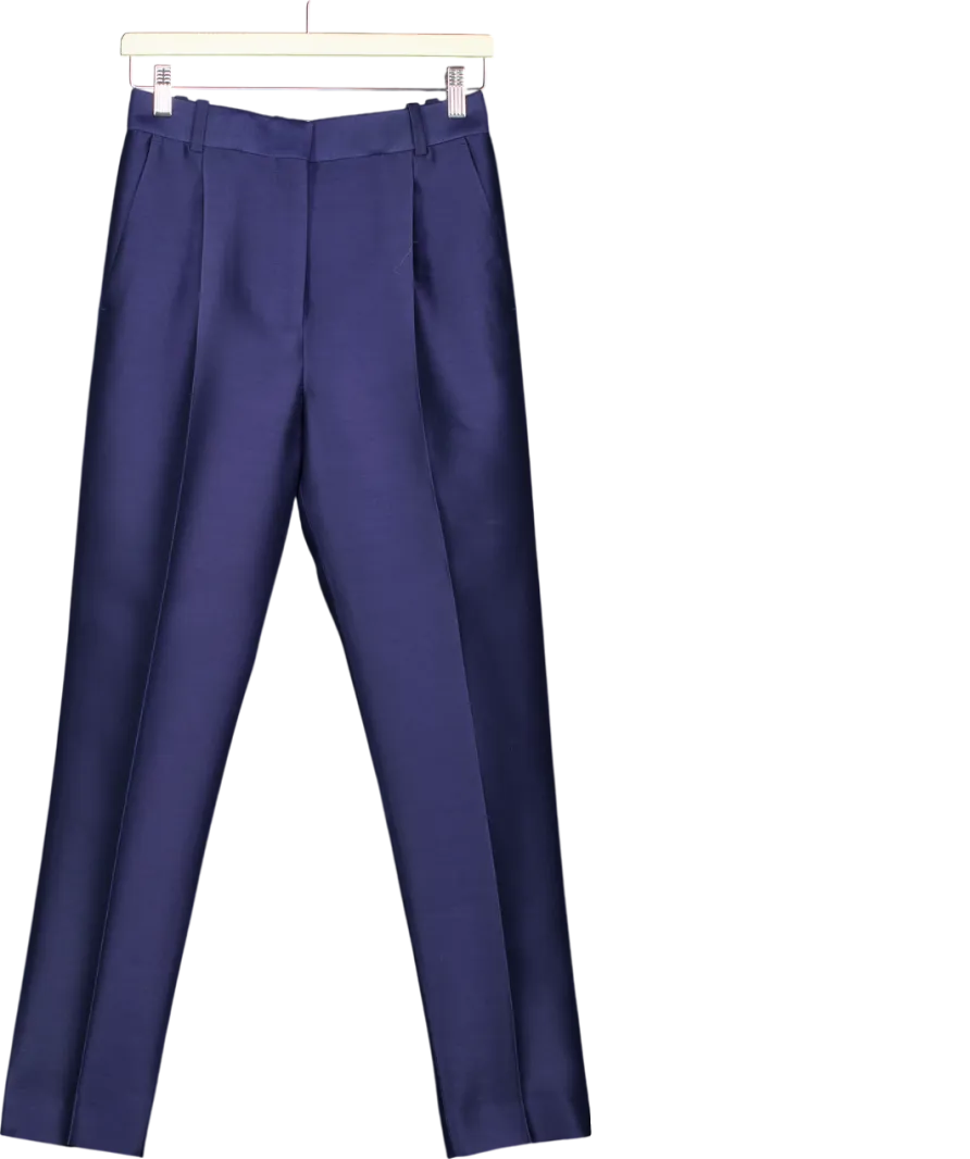 Celine Blue Vintage Wool And Silk Blend Trousers UK 6