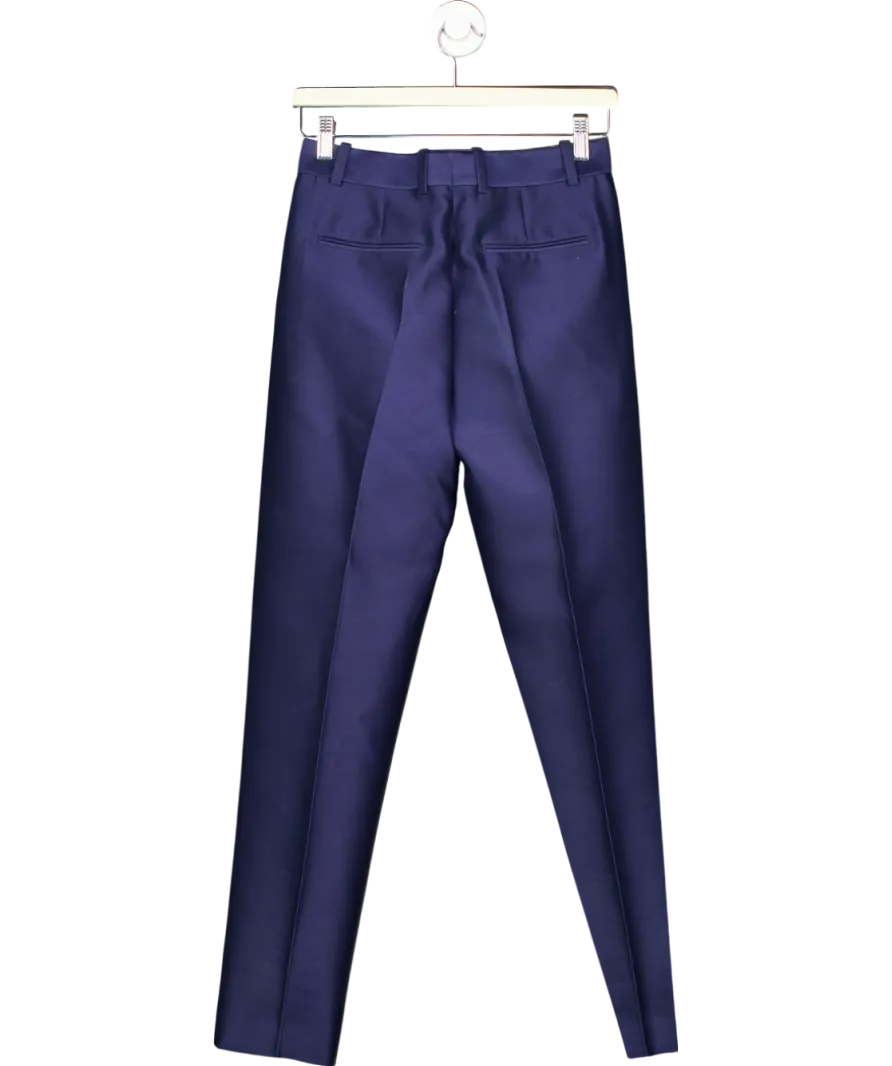 Celine Blue Vintage Wool And Silk Blend Trousers UK 6