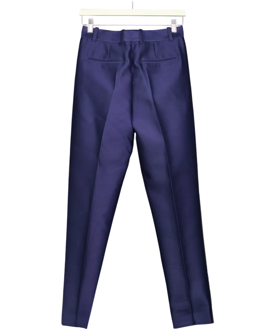 Celine Blue Vintage Wool And Silk Blend Trousers UK 6