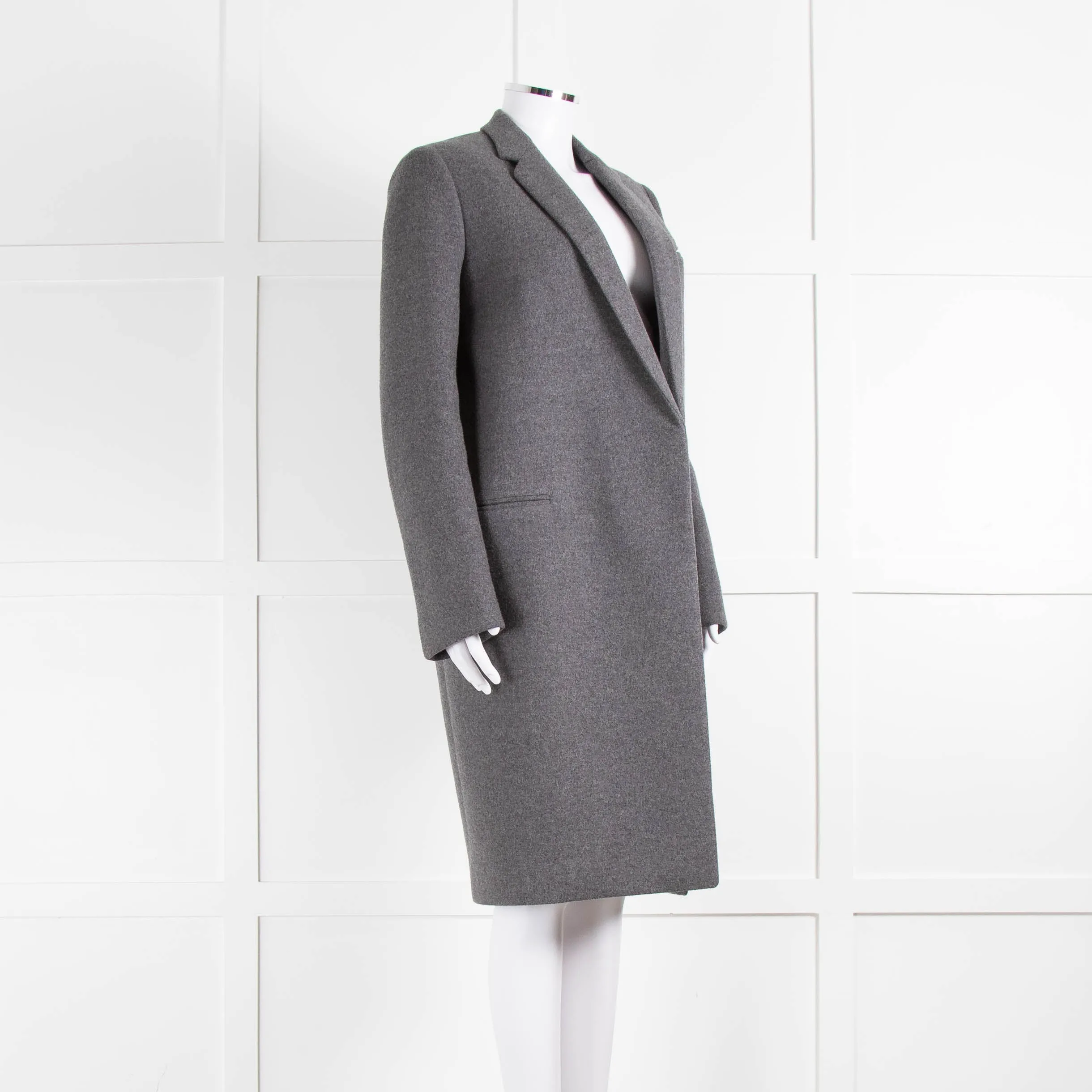 Celine Grey Wool Edge To Edge Coat