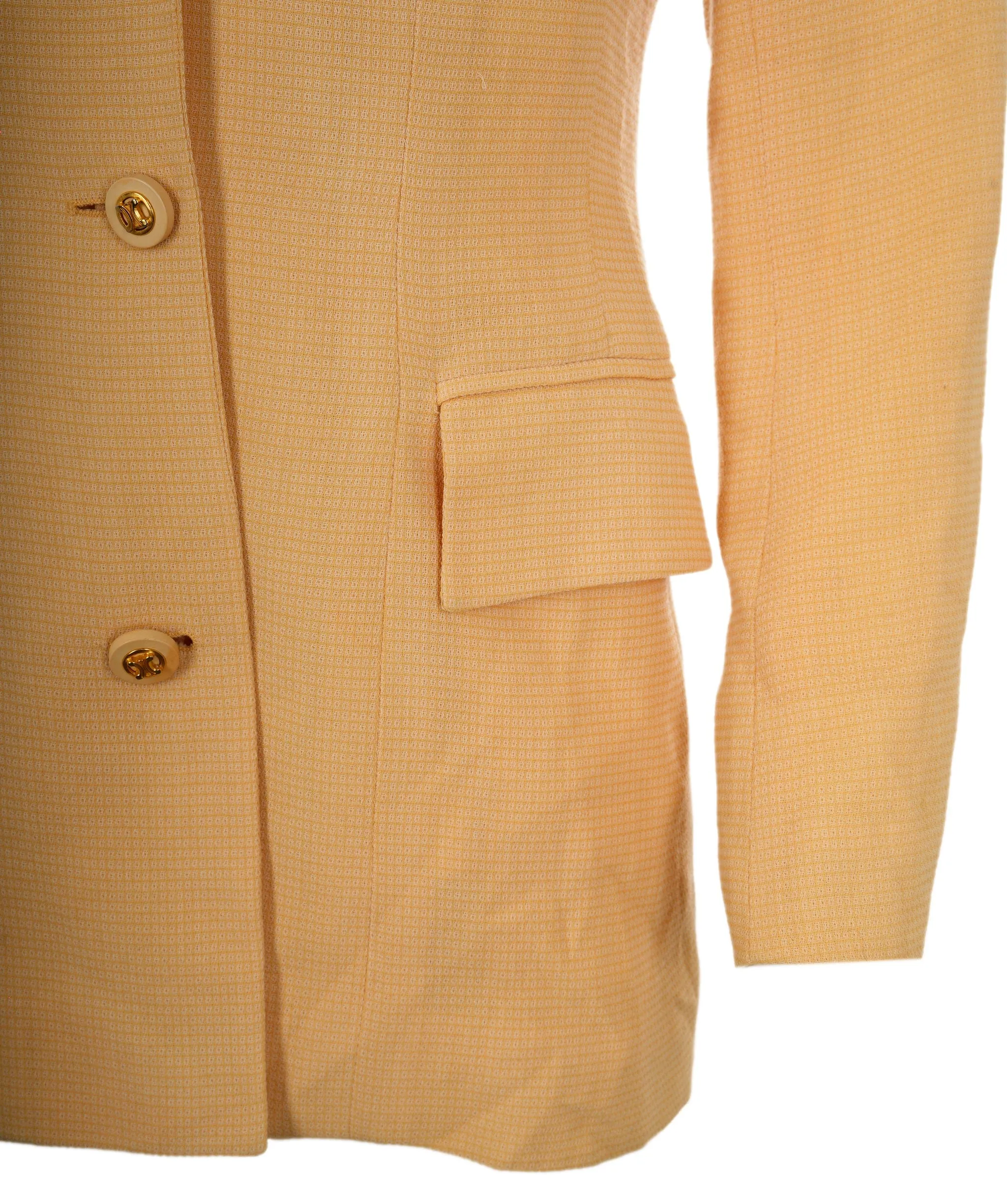 Celine Light Yellow Blazer With Triomphe Gold Buttons  ALC0834