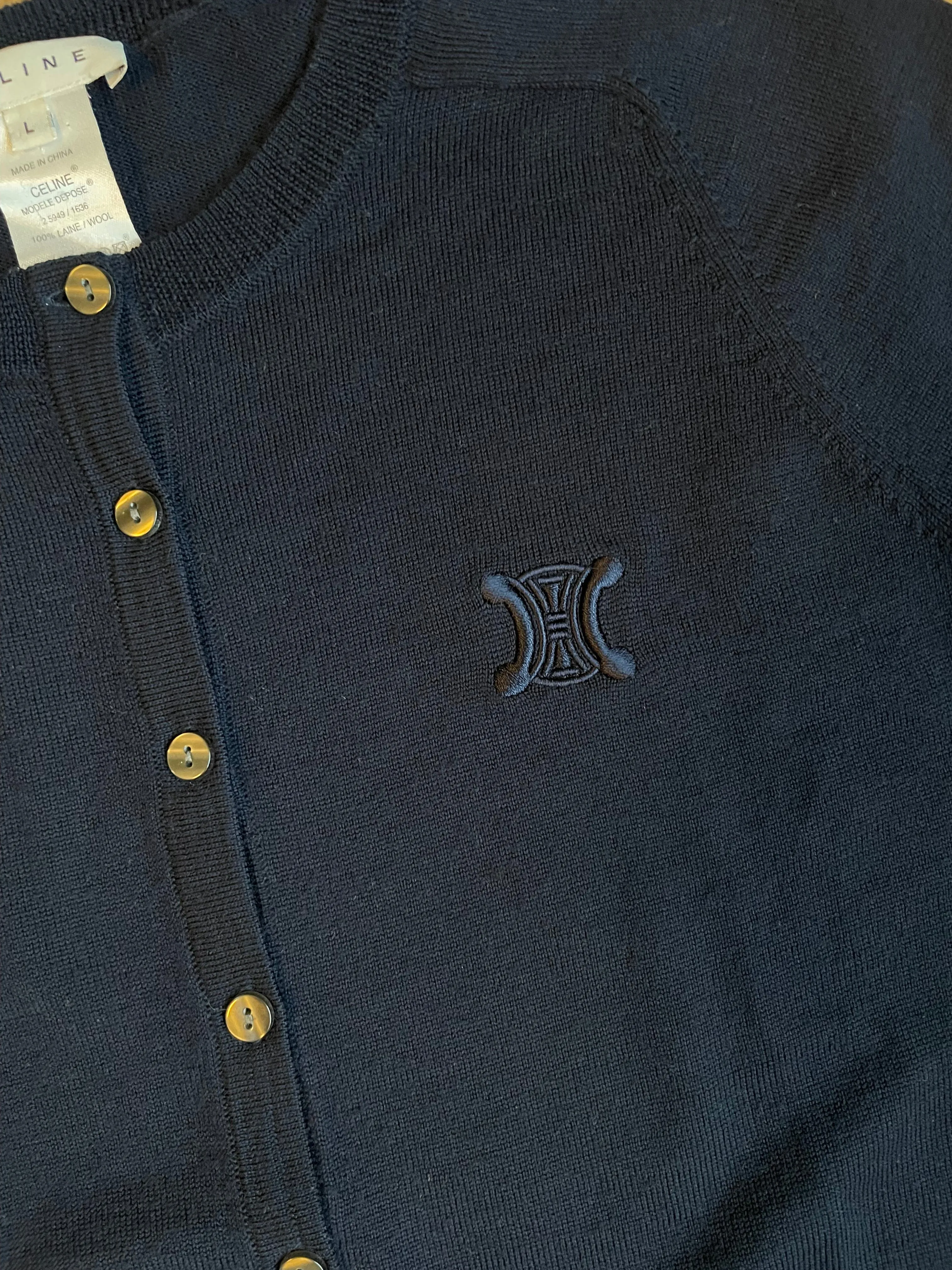 Celine Macadam Knit Cardigan Dark Blue Wool  DXBK0098