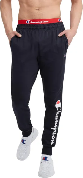 Champion Men's Everyday Joggers, Cotton Knit Jog Pants Left Hip C Logo, Navy-586296, Large