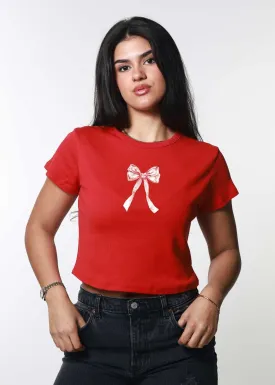 claire holiday bow baby tee