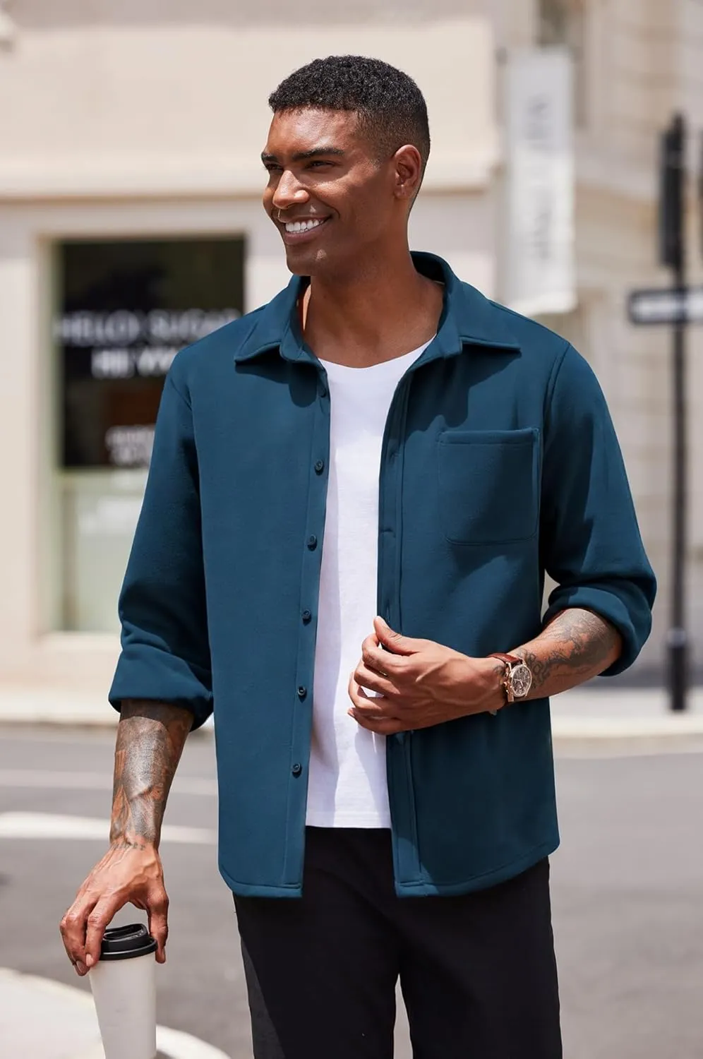 COOFANDY Men's Casual Shirt Long Sleeve Button Down Lightweight Flannel Shirts