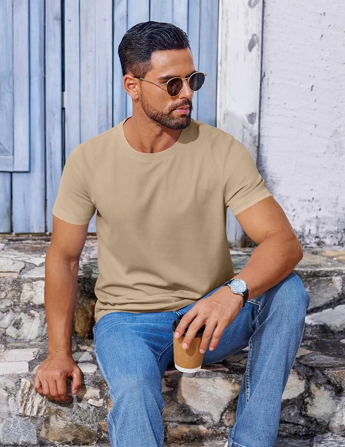 COOFANDY Men's T Shirt Short Sleeve Crew Neck T-Shirt Casual Summer Classic Basic Tee Shirts