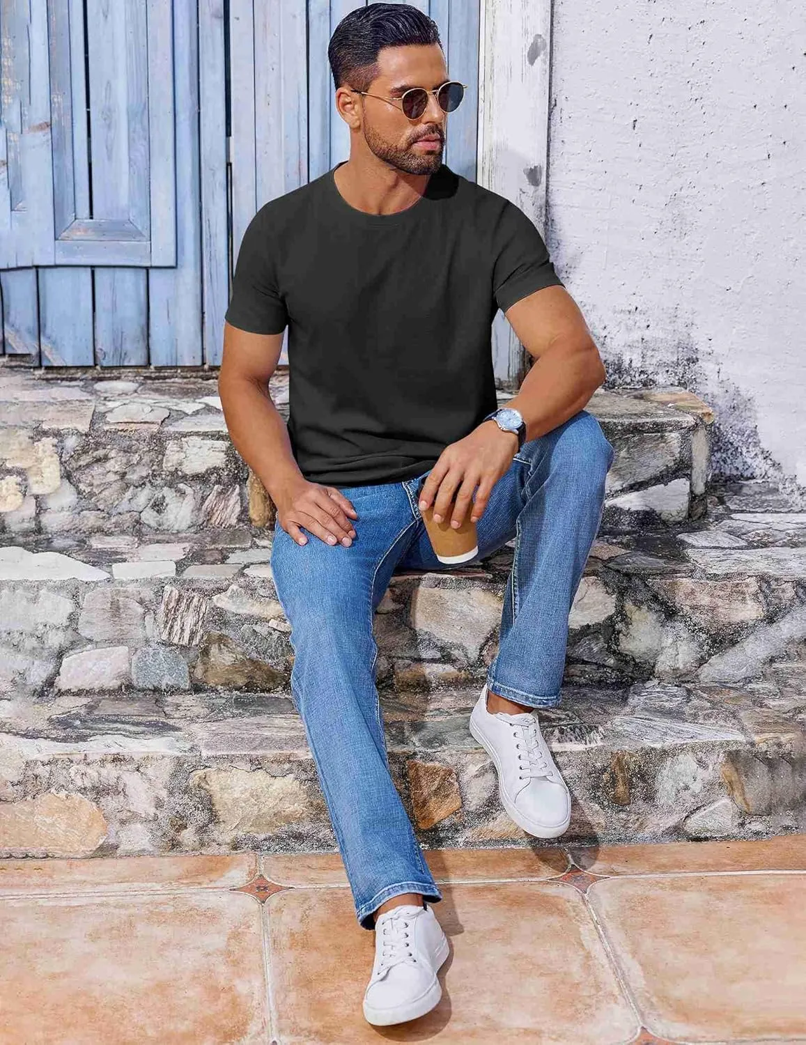 COOFANDY Men's T Shirt Short Sleeve Crew Neck T-Shirt Casual Summer Classic Basic Tee Shirts