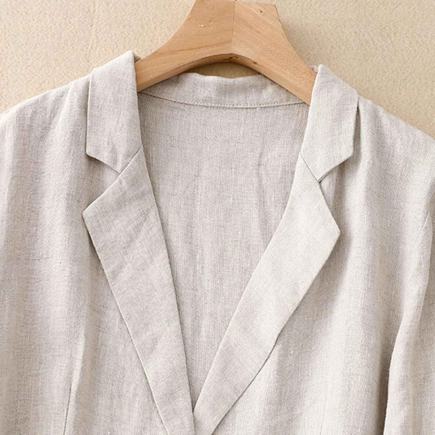 Cotton Linen Blazer for Women Long Sleeve Loose Casual Blazer Jackets Lightweight Spring Summer Work Suit Jacket