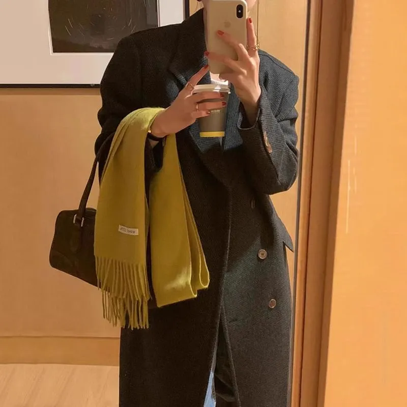 Double Breasted Plain Long Coat