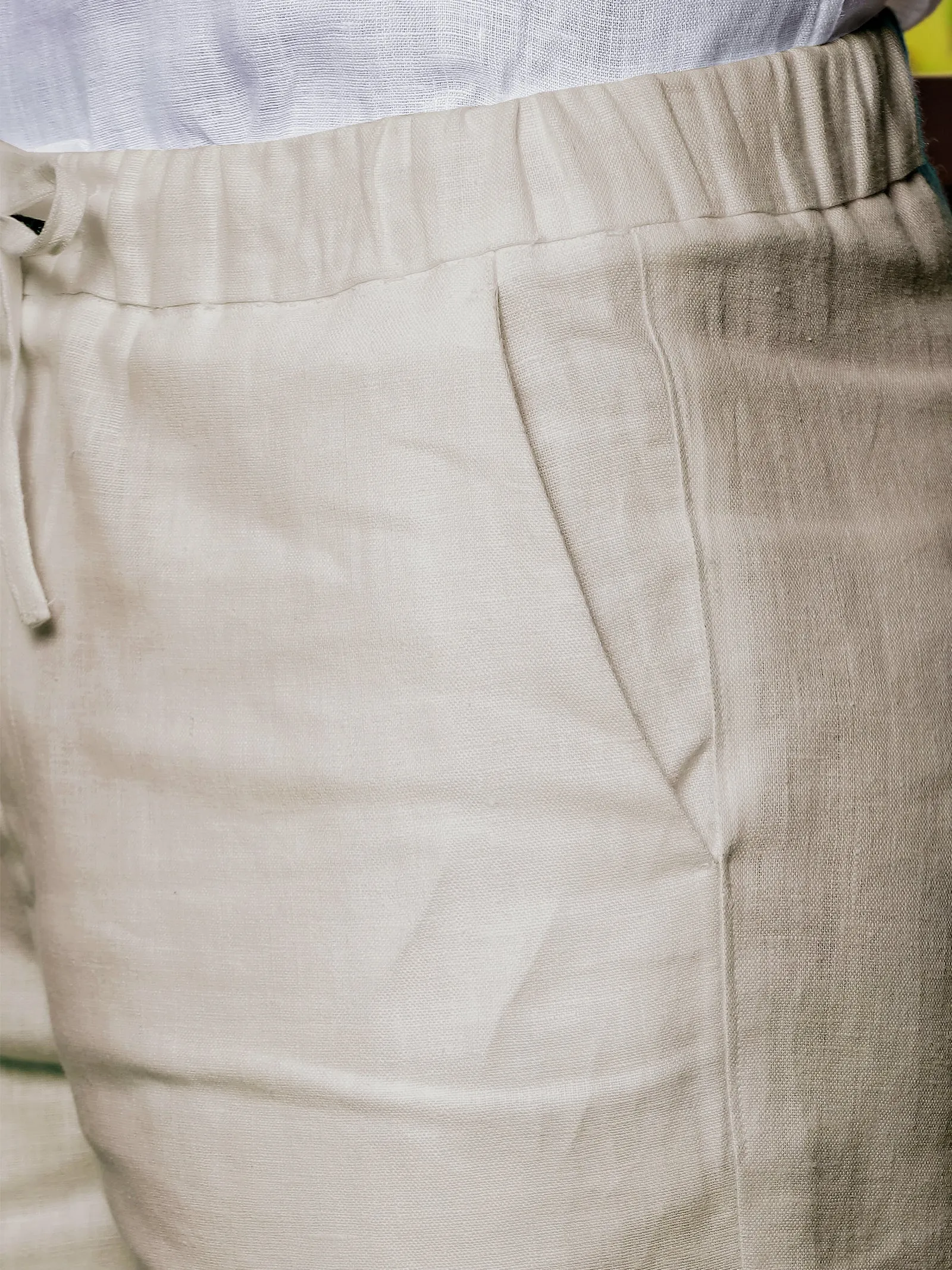 Draw String Pure Linen Shorts - Ecru