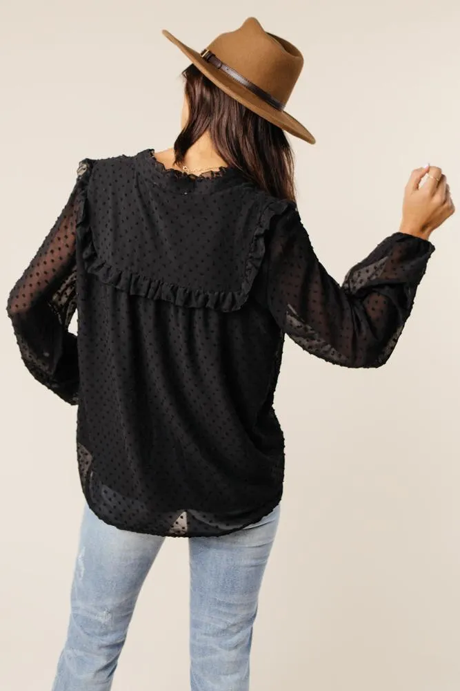 Emilie Dot Print Top in Black