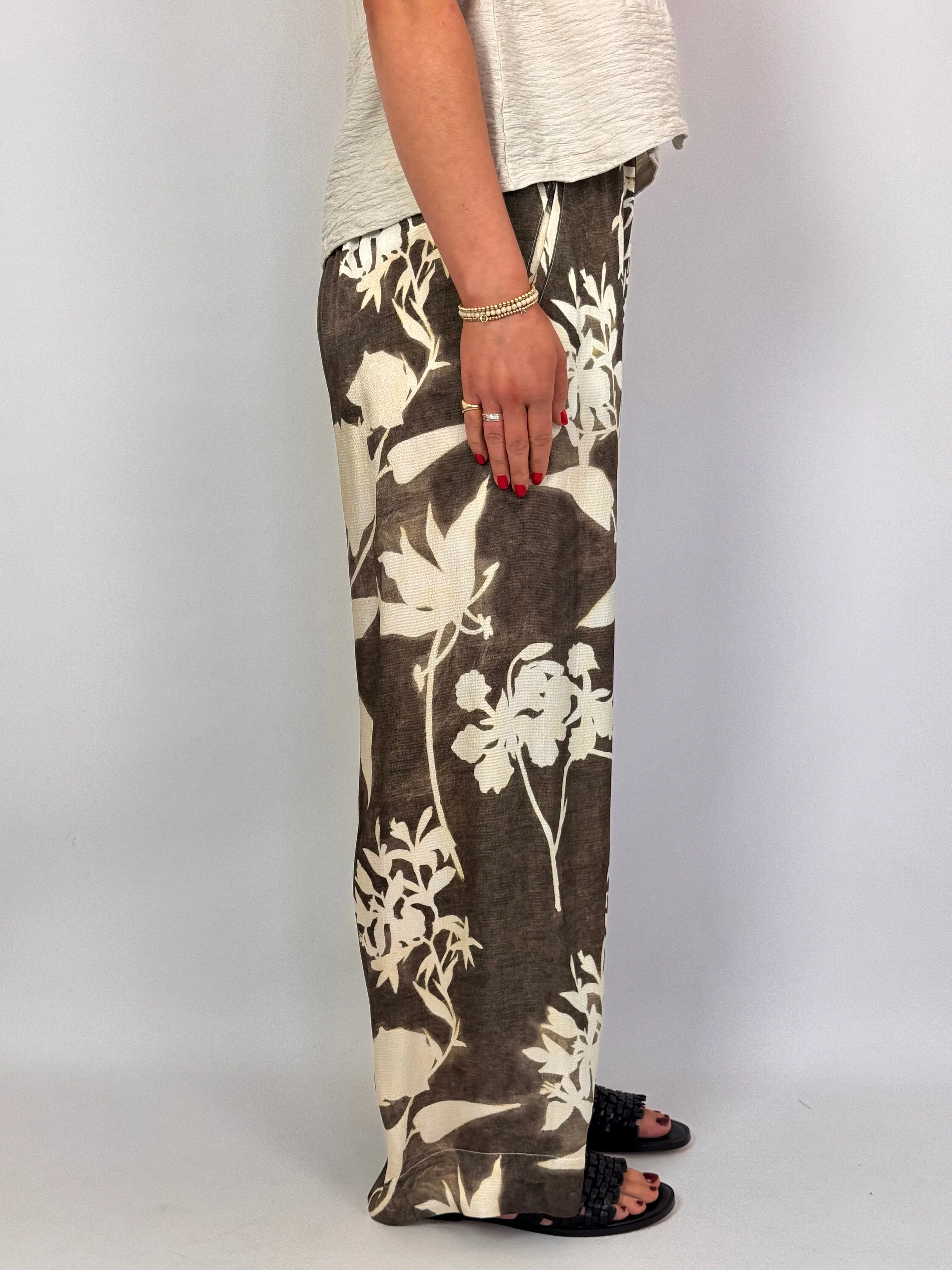 European Culture 06C0 Trousers Brown Print