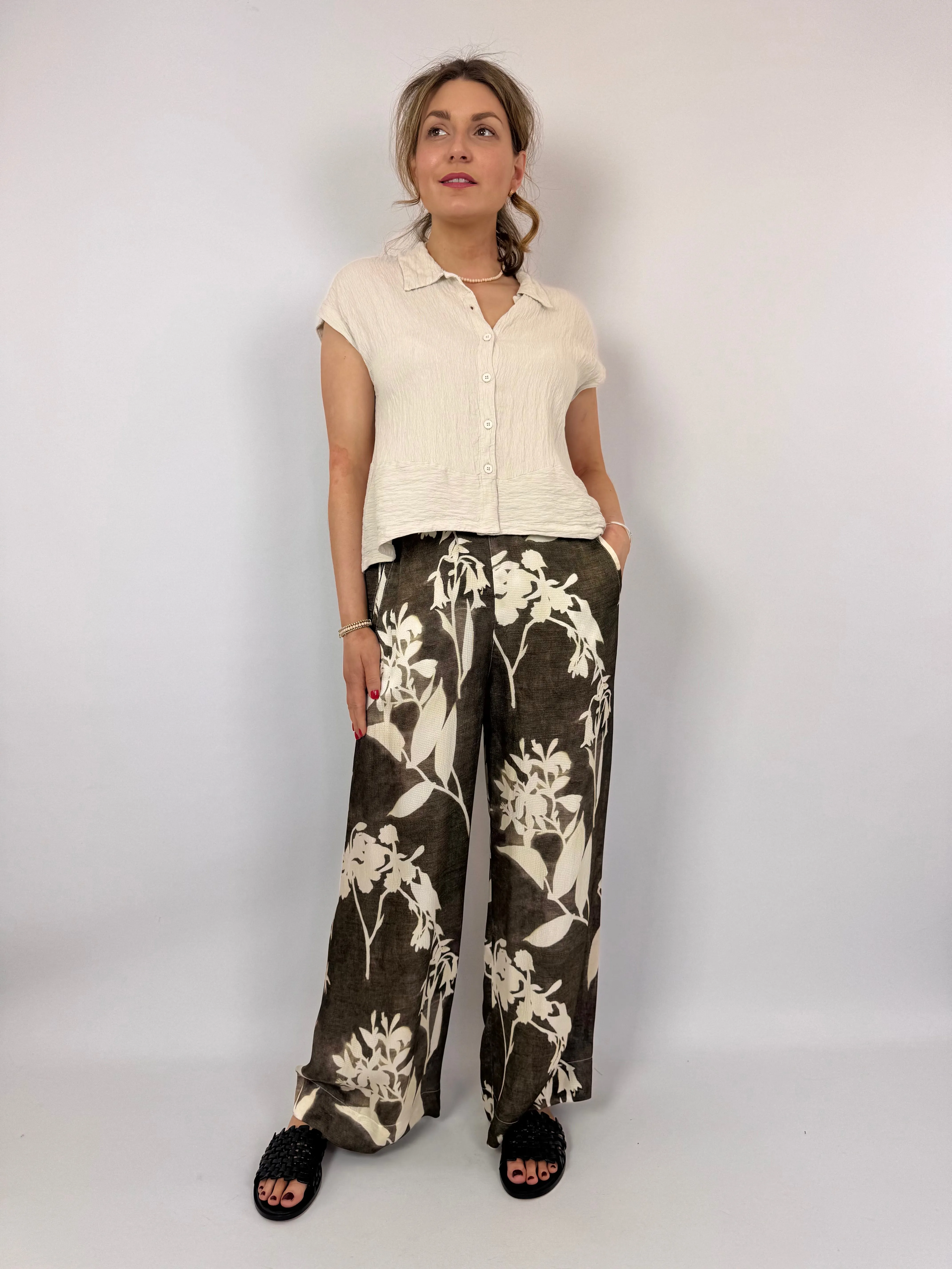 European Culture 06C0 Trousers Brown Print