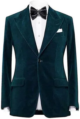 GATMSTZ Men Peak Lapel Regular Fit Velvet Jacket One Button Wedding Party Blazer