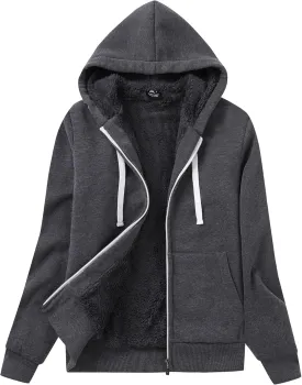 GEEK LIGHTING Hoodies for Women Sherpa Lined Jacket Winter Fleece Lining Zip Up Sweatshirt