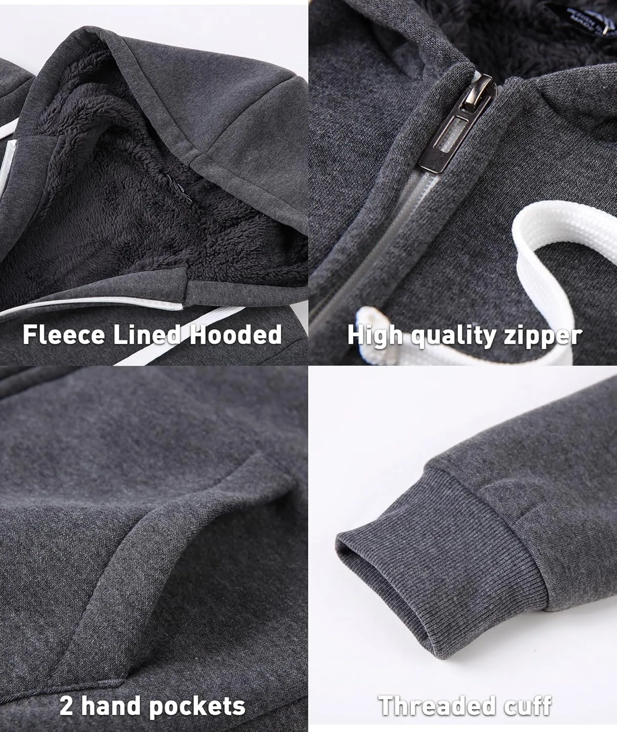 GEEK LIGHTING Hoodies for Women Sherpa Lined Jacket Winter Fleece Lining Zip Up Sweatshirt