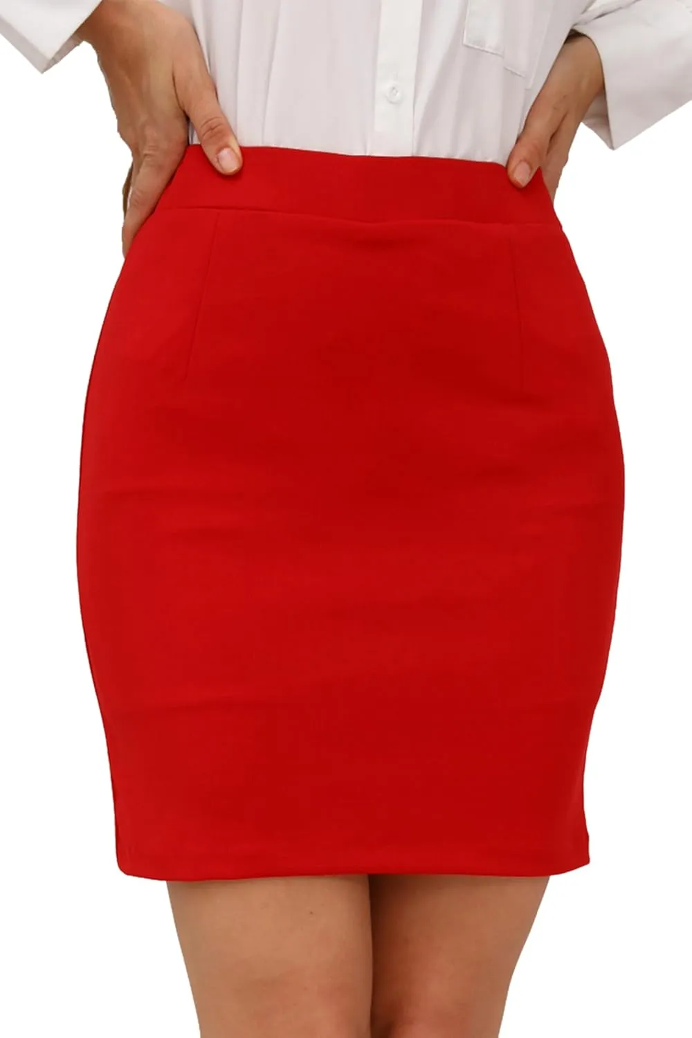 GUANYY Work Skirts for Women Office Bodycon High Waisted Mini Pencil Skirt Cute Stretch Business Skirt