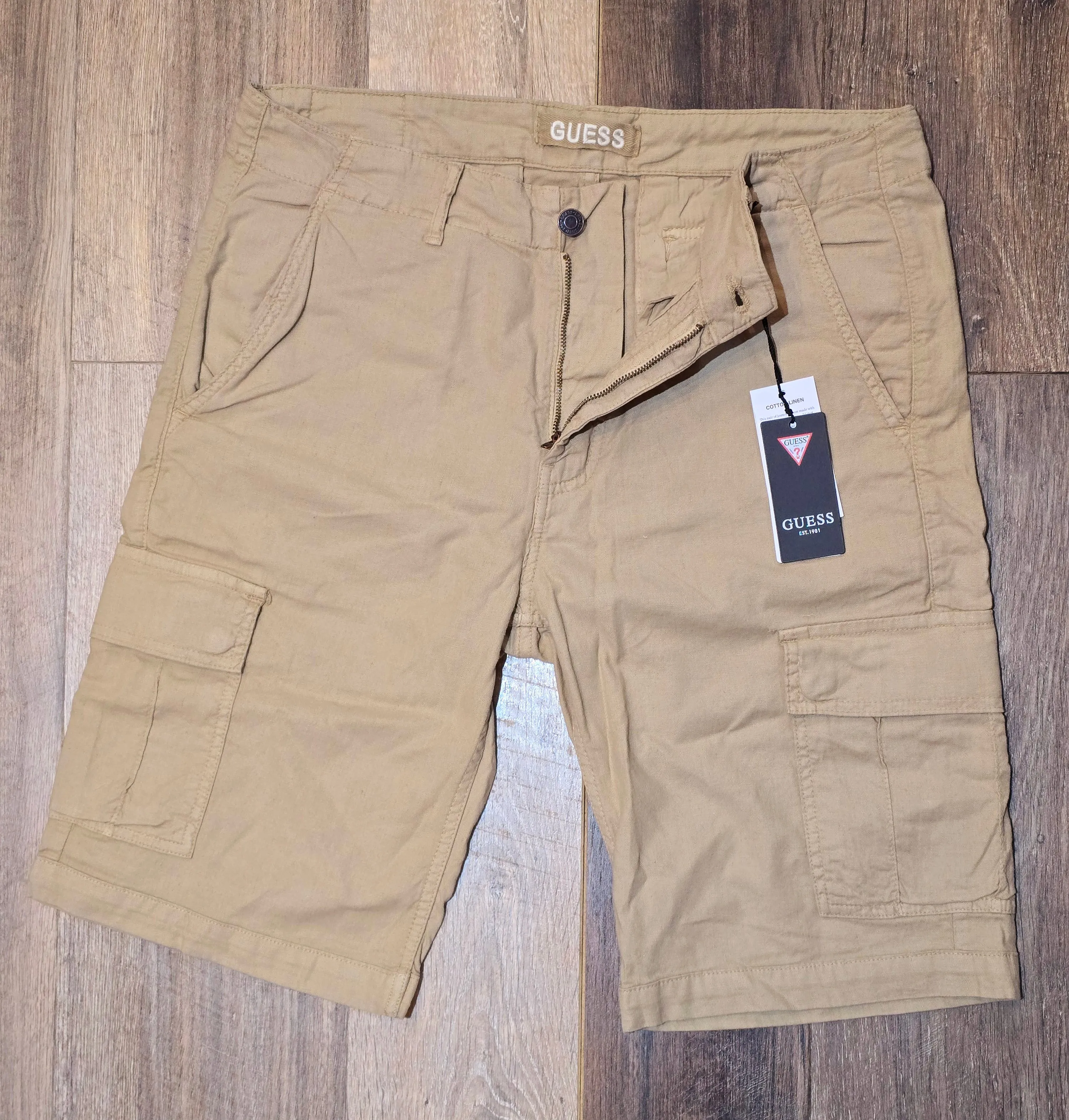 Guess Cotton and Linen Cargo Shorts