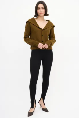 Khaki Brown Wool Sailor Cardigan