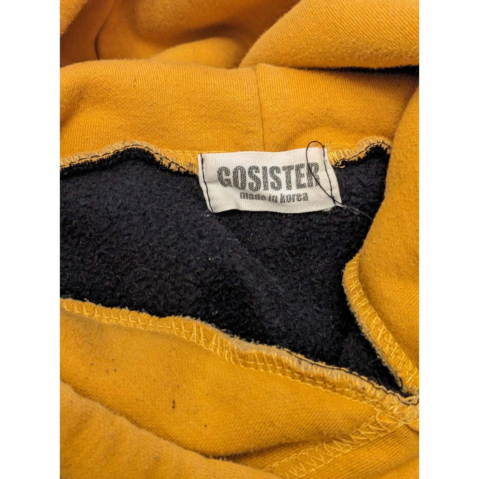 Leon Gosister Mens Small Hoodie Yellow Black Pullover Long Sleeve Streetwear