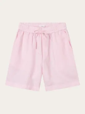 Linen mix elastic waist shorts - Parfait Pink