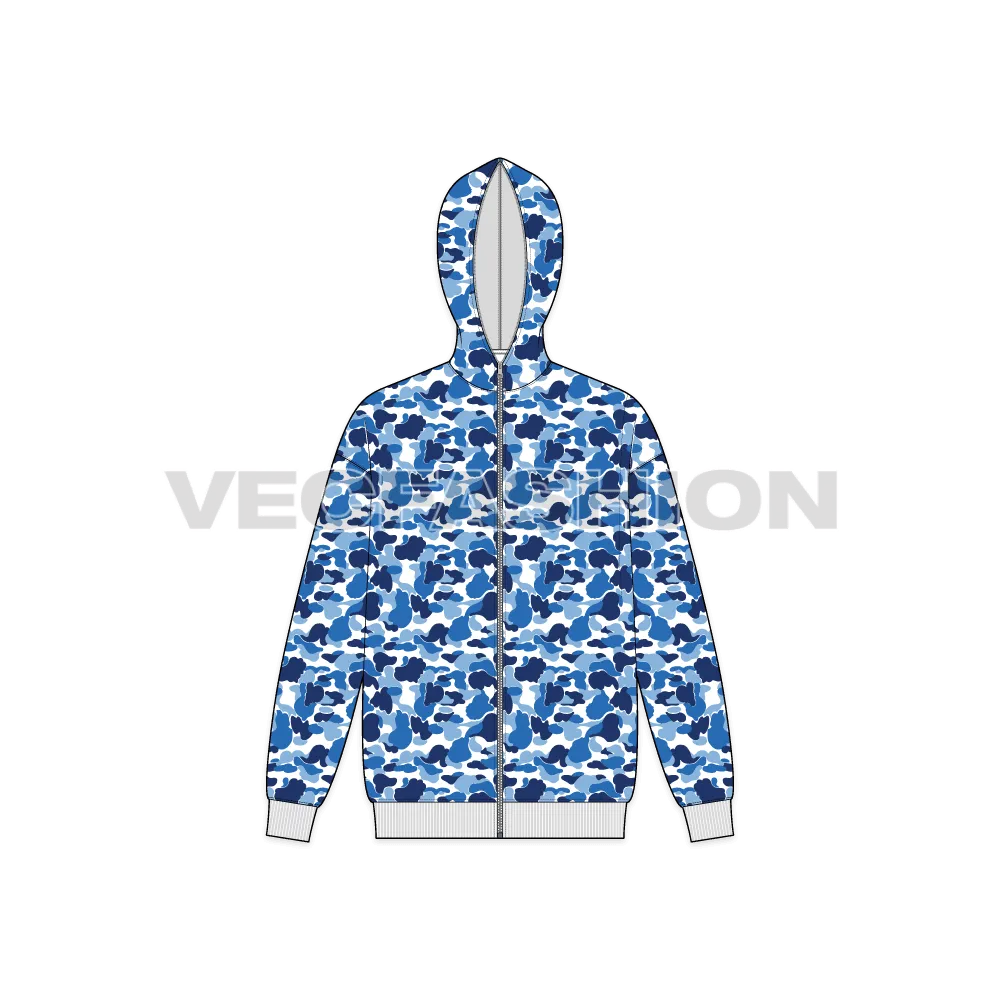 Mens Full Zip-up Camo Hoodie