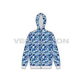 Mens Full Zip-up Camo Hoodie