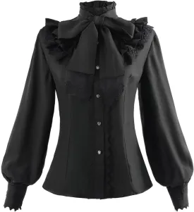 Nuoqi Victorian Blouse Womens Gothic Shirt Vintage Long Sleeve Lotus Ruffle Tops