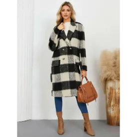 Plaid Double-Breasted Coat for Timeless Luxury Fashion for Woman