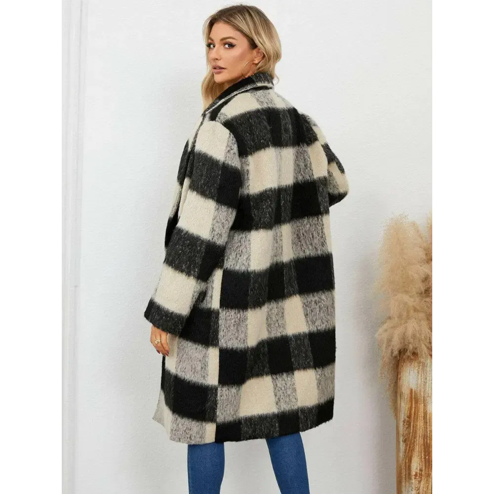 Plaid Double-Breasted Coat for Timeless Luxury Fashion for Woman