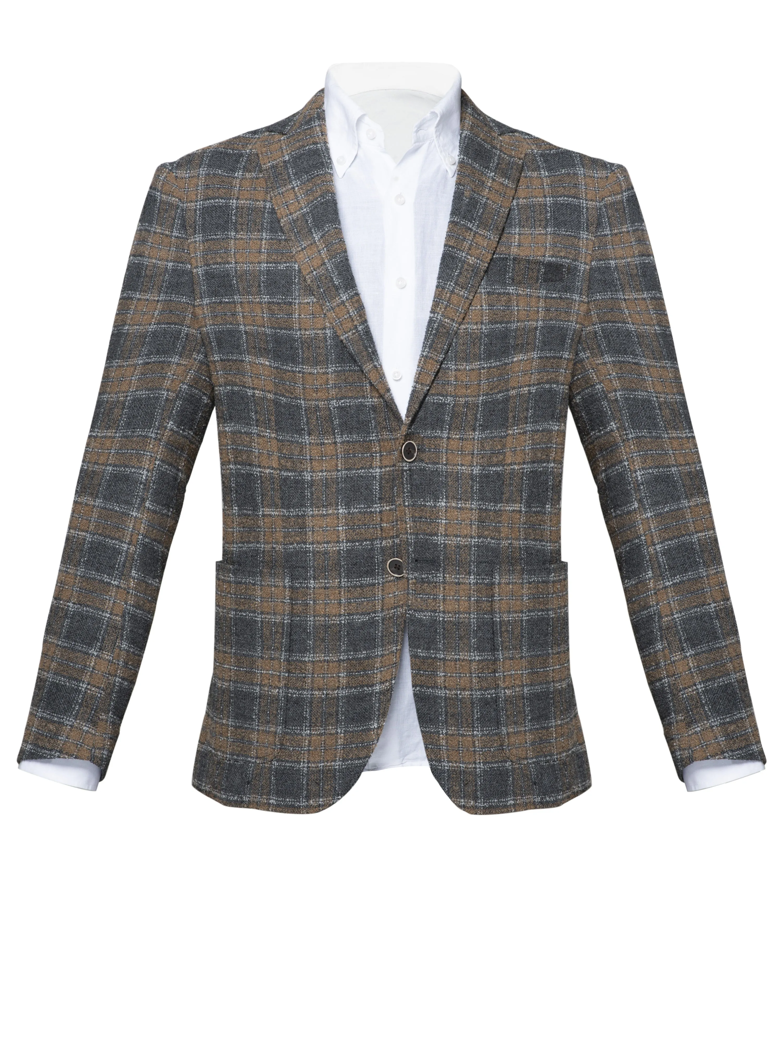 "Sand" Windowpane Wool Blazer by Campore