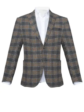 "Sand" Windowpane Wool Blazer by Campore