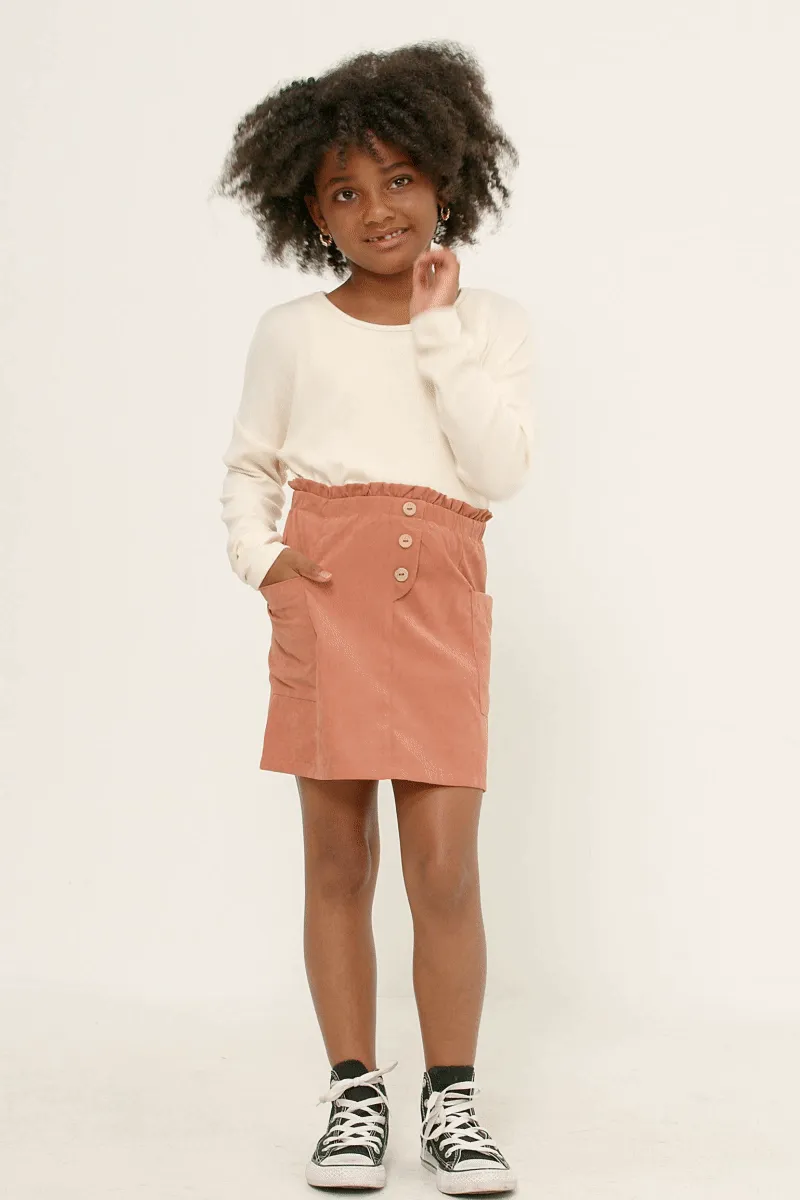 RESTOCK ALERT Mauve Brushed Button Detail Patch Pocket Paper bag Skirt