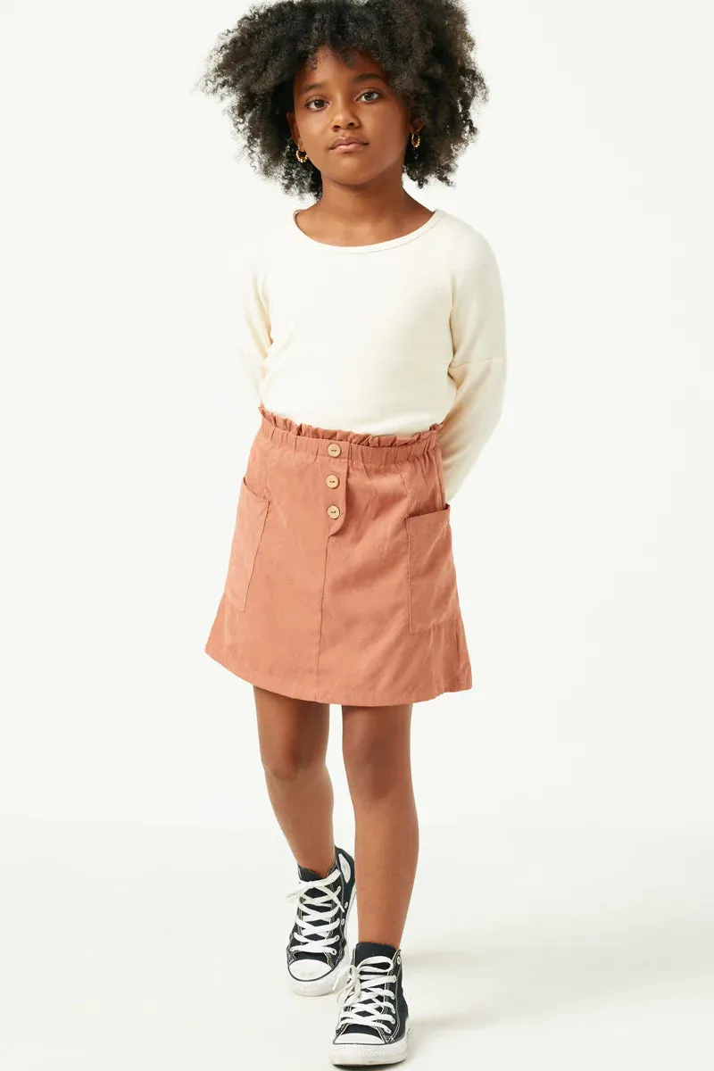 RESTOCK ALERT Mauve Brushed Button Detail Patch Pocket Paper bag Skirt