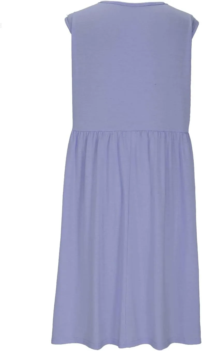 Summer Dress for Women Sleeveless Floral Beach Sundress Casual High Waist A-Line Midi Tank Dresses with Pockets